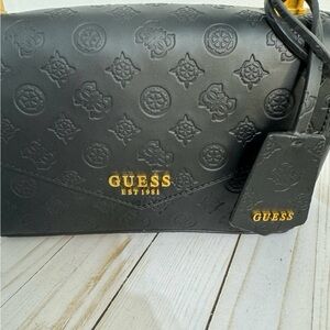 GUESS Top Handle Purse with Gold Accents